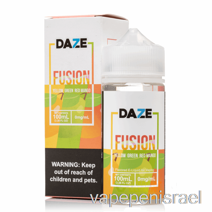 חד פעמי Vape Israel מנגו צהוב ירוק אדום - 7 Daze Fusion - 100 מ"ל 0 מ"ג